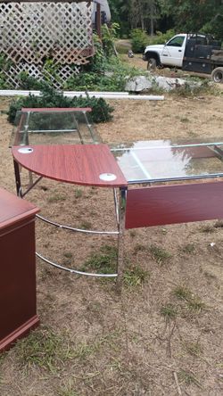 L-Shaped Glass Top Office Desk