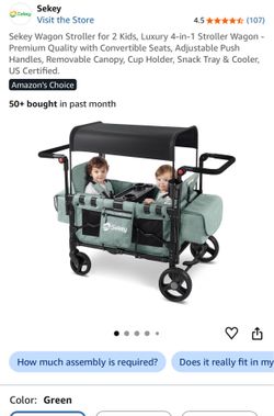 Stroller for 2 Kids, Luxury 4-in-1 Stroller Wagon - Premium Quality with Convertible Seats, Adjustable Push Handles, Removable Canopy, Cup Holder, Sna
