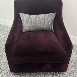 Set Of Two Eggplant Colored Swivel Velvet Chairs