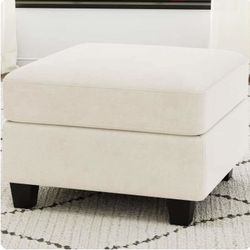Square Storage Ottoman Beige Suede