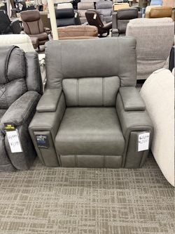 Gray Leather Oversized Power Recliner - Gray | Reclining Chair | Lounge Chair