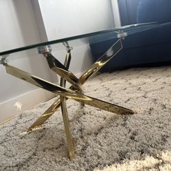 Glass Coffee Table with Gold Legs