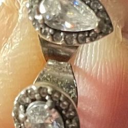Sterling Silver Earrings W Tiny Diamonds 