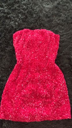 Red Sequin Strapless Mini Dress (fashion nova)