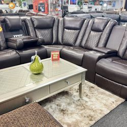 Chocolate Power Reclining Sofa Sectional Available $1799 🚨