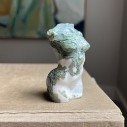 Small Moss Agate Lady Carving ( firm on price ) 