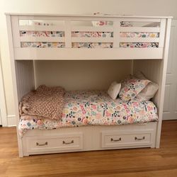 Pottery Barn Kids White Belden Twin Over Twin Bunk Bed