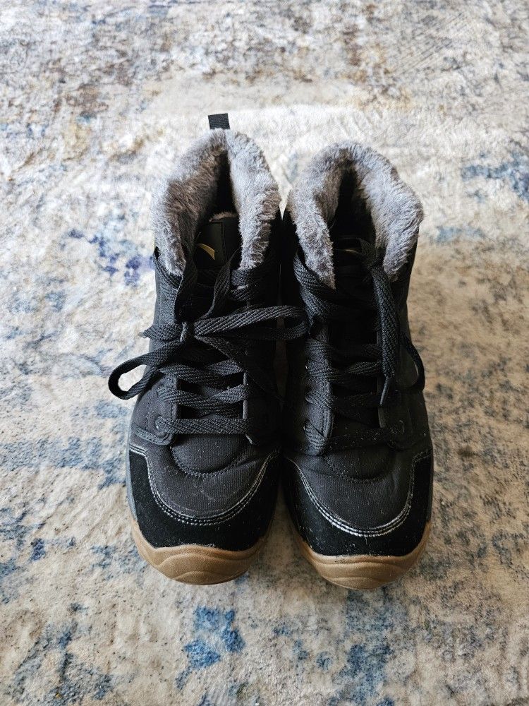 Men's Azooken Black Winter Boots Winter Trekking Snow Hiking, Men's US 9.5 Faux Fur
