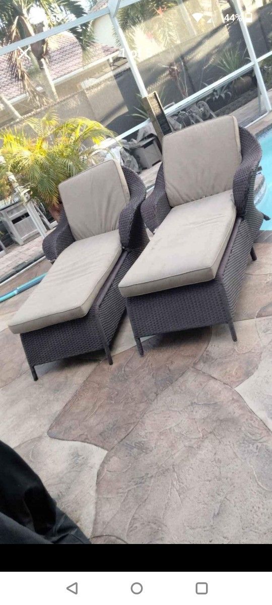 High End outdoor Luxury furniture by AGIO wicker resin chaise lounge chairs pool deck balcony spa
