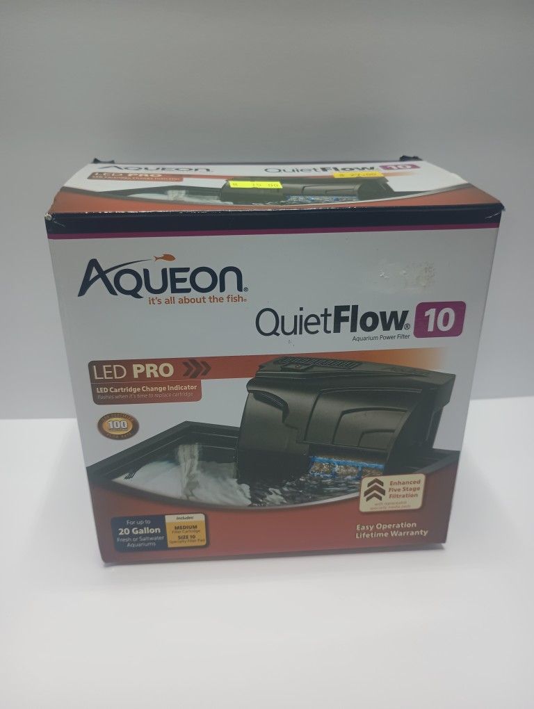 Aqueon Quiet Flow 10 Aquarium Fish Tank Power Water Filter Led Pro Good For Up To 20 Gallons