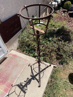 Vintage Wrought Iron Plant Stand - Heavy Duty 38" Tall Pedestal (add Decorative 8” Pot)