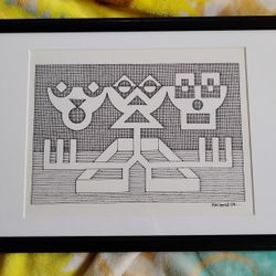 Jerry Quinton Kellems Stylized Figural Ink Drawing 2004, 19.25" W x 13.25"  