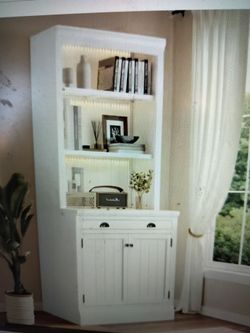 Tall white Wood Accent Pantry/storage/standard bookcase