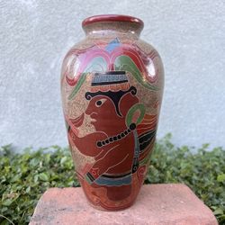 Mayan/Aztec Vintage Carved Clay Vase