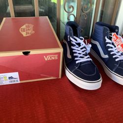 NWB Vans Fillmore Hi Men's Size 13 Blue Suede Canvas Skate Shoes Sneakers