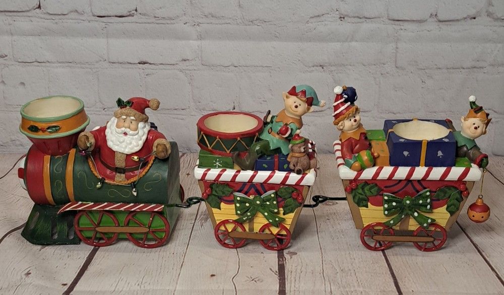 Home Interiors Christmas Train Candle Holders 