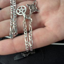 Nudo De Bruja Collar Cadena Y Dijes Plata 