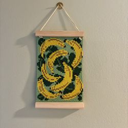 Handmade magnetic framed diamond art painting yellow banana fruit tropical decor