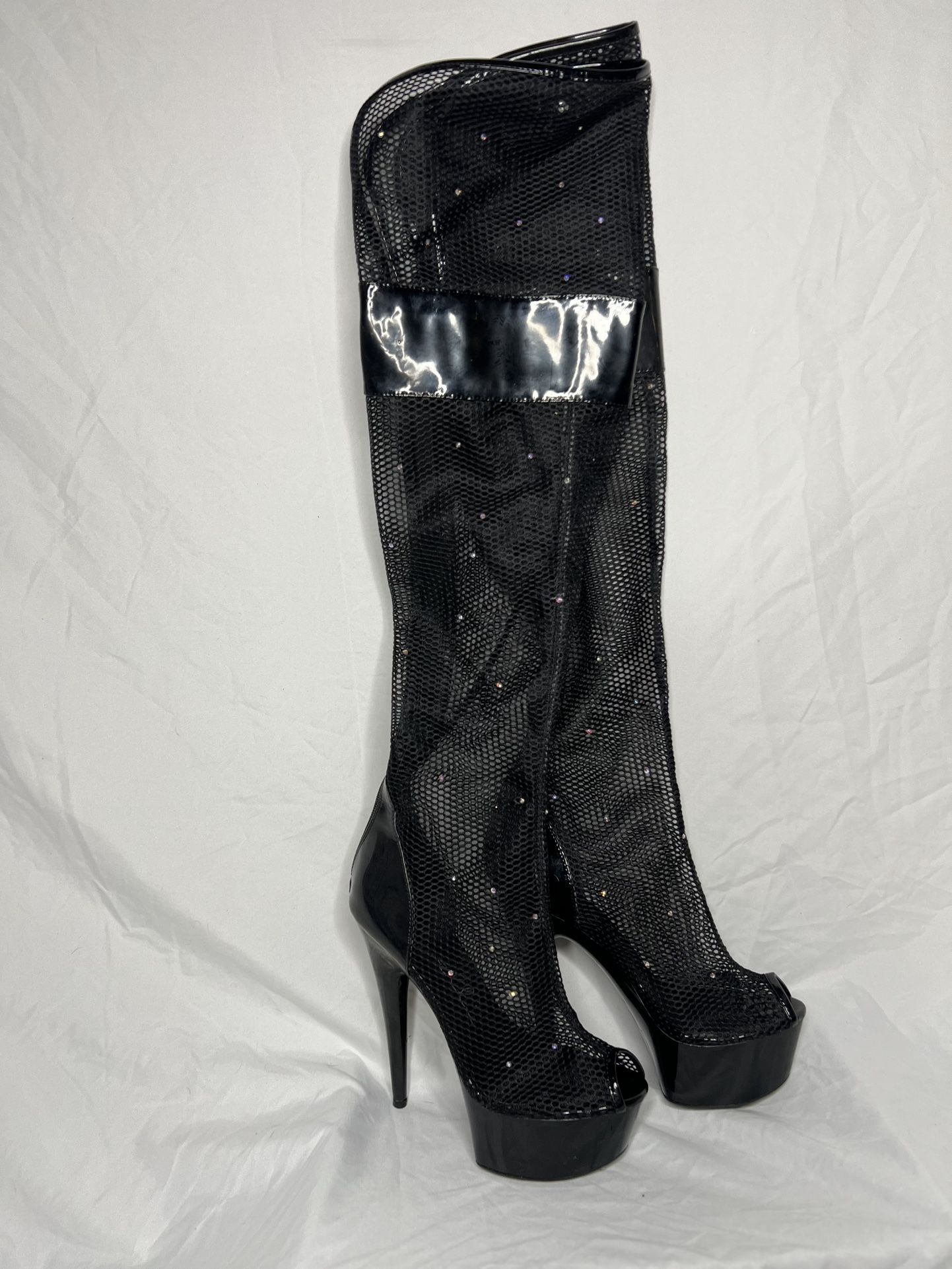 609-IVY THIGH Platform BOOT | BLACK PATENT  