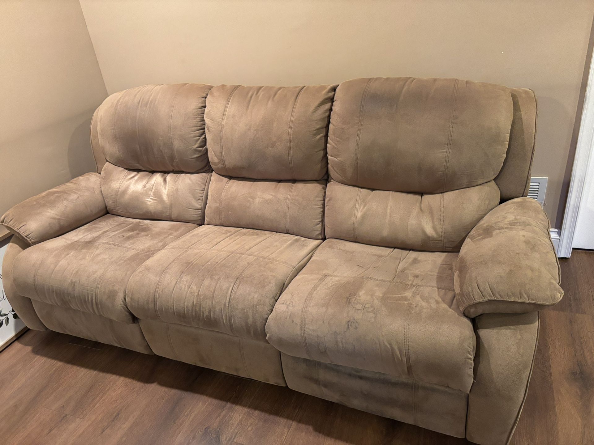 3 Seat Recliner Sofa (used) - Free / No Pets, No Smoking
