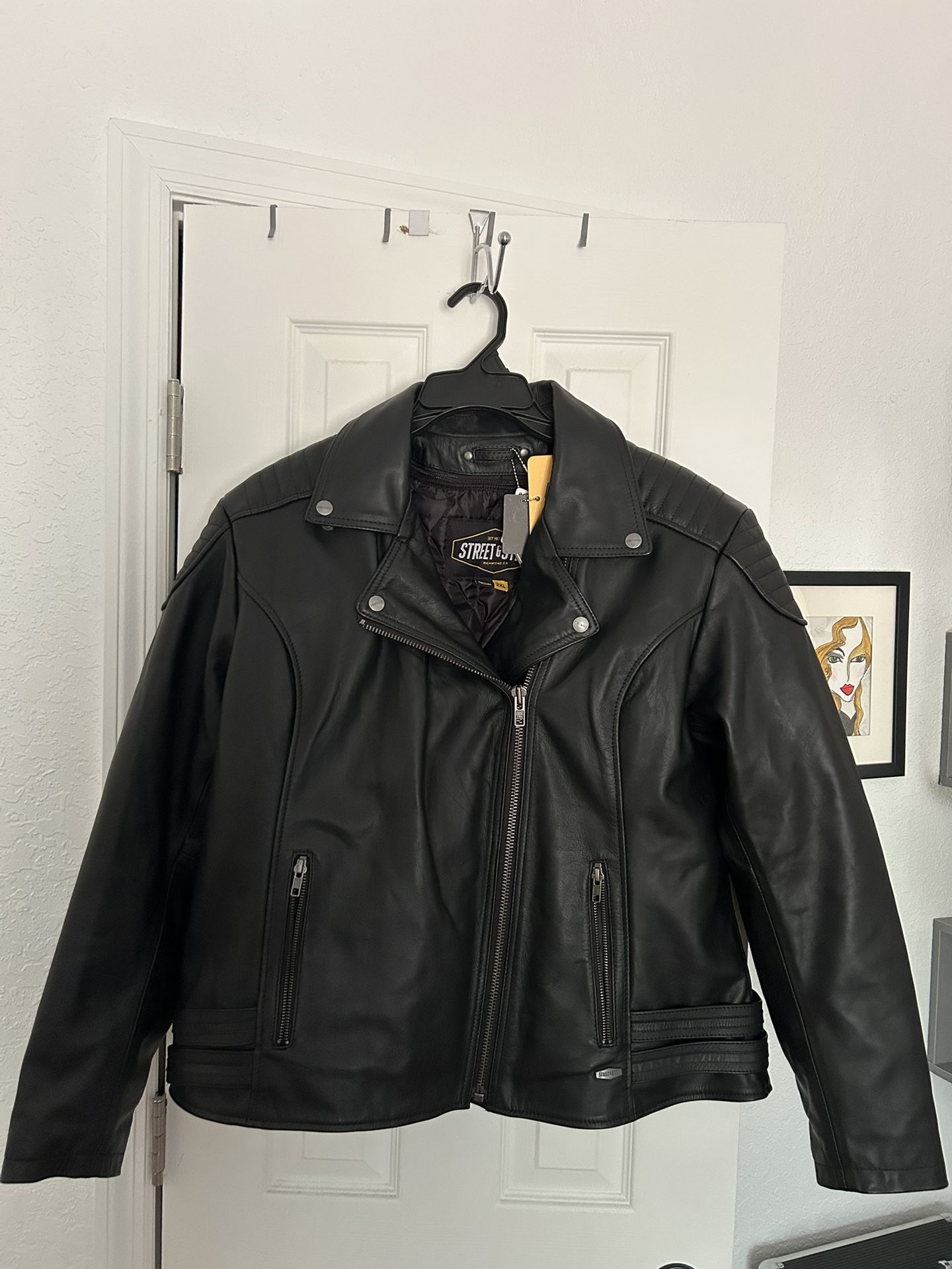 Women’s street & Steel Genuine Leather Motorcycle Jacket