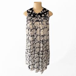 Tibi Black Ivory 100% Silk Vintage Floral Dress Blair Waldorf Gossip Girl Size 6