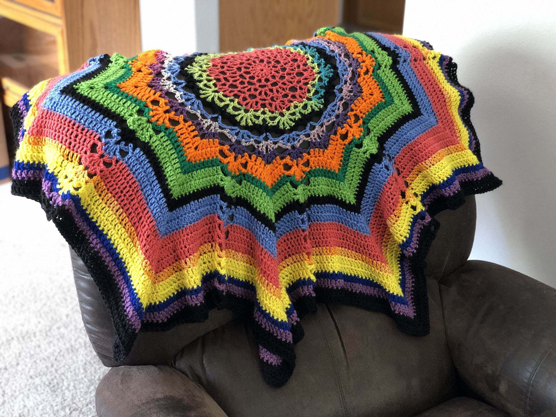 Hand crocheted baby blanket/throw