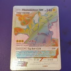Pikachu & Zekrom Gx Silver Foil Collectors Card 