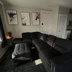 Black sectional W/ Ottoman For SALE - $550