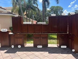 Dark Wood Kitchen Cabinet Set