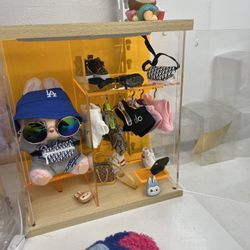 Labubu PopMart Display Case! Lights up  And Hangers!!!!