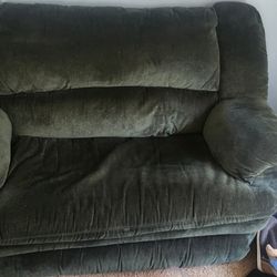 Vintage green plush pullout mattress double couch