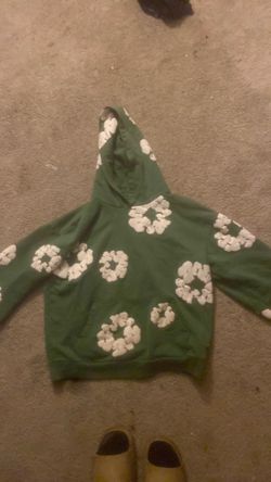 Green denim tear hoodie