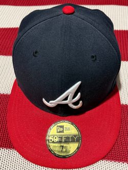 New Era Atlanta Braves 59FIFTY Fitted Cap Navy Red MLB Size 7 1/8