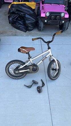 12” Huffy Kids Bike with Training Wheels – Silver BMX Style