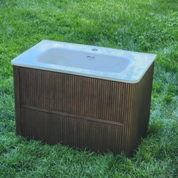30" Floating Walnut Vanity