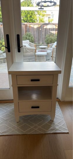 White 2-Drawer Nightstand with Shelf