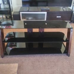 Ashley Glass And Wood Tv Stand 55 Wide 24. Height