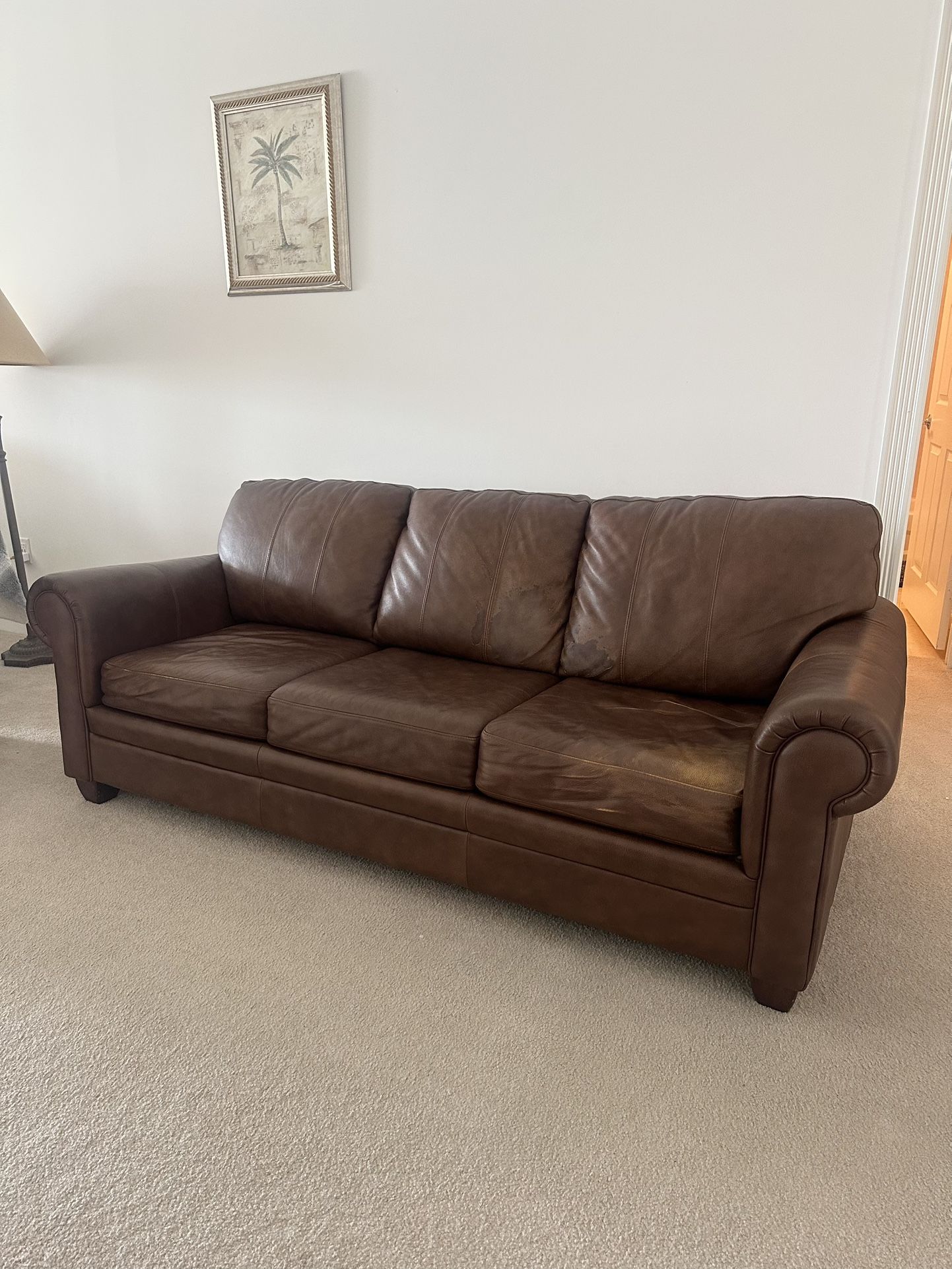 Ethan Allen Leather Sofa Bed Couch