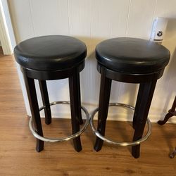 2  Brown Bar Chairs With Cushion 