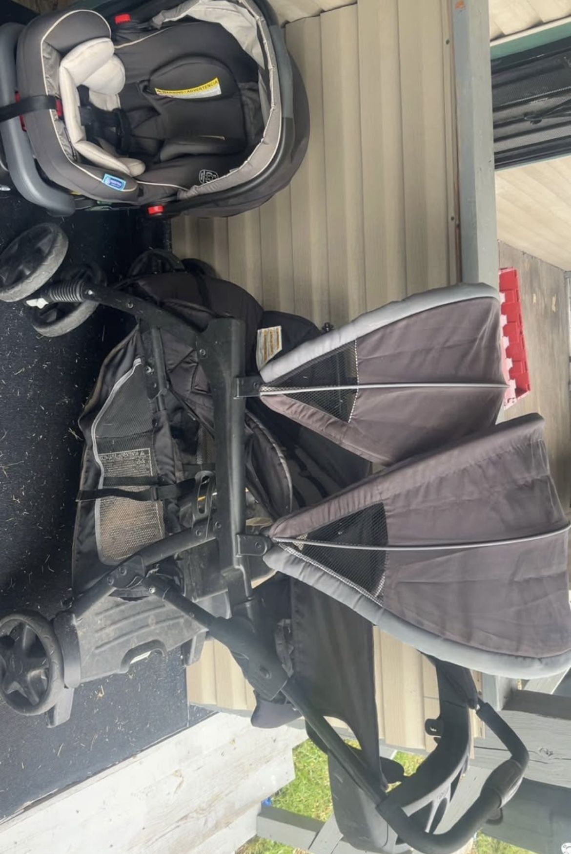 Graco Snugride Snuglock 35 Car Seat + Graco Double Stroller