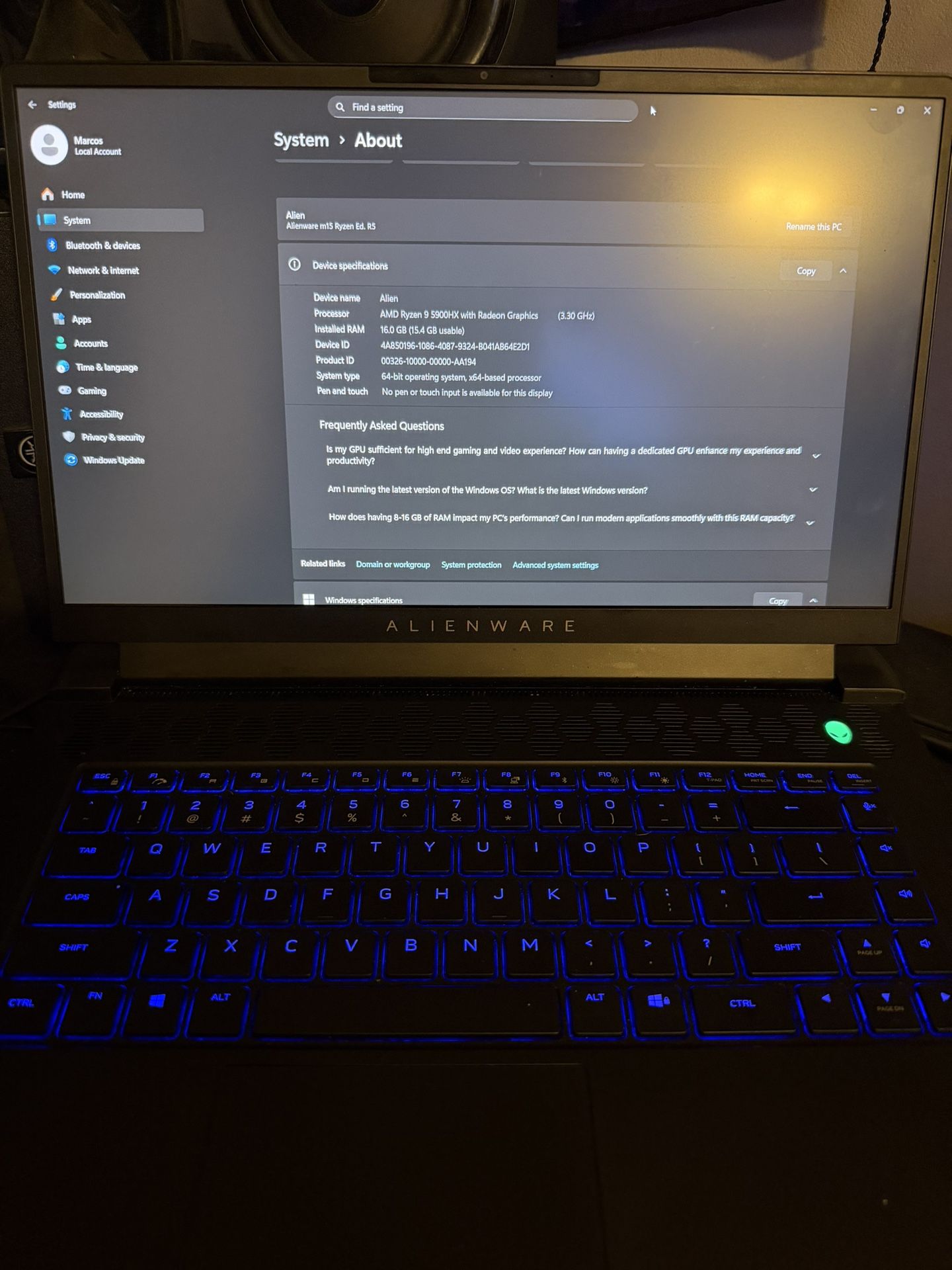Alienware M15 R5