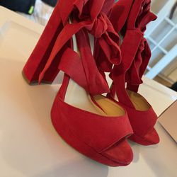 New Red Thick Heels