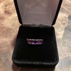 Sterling Silver Ring Set With Purple Stones .925 size 6 