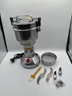 700g Electric Grain Mill Grinder, 110V, Stainless Steel, Single Speed, 5 Minutes Timer