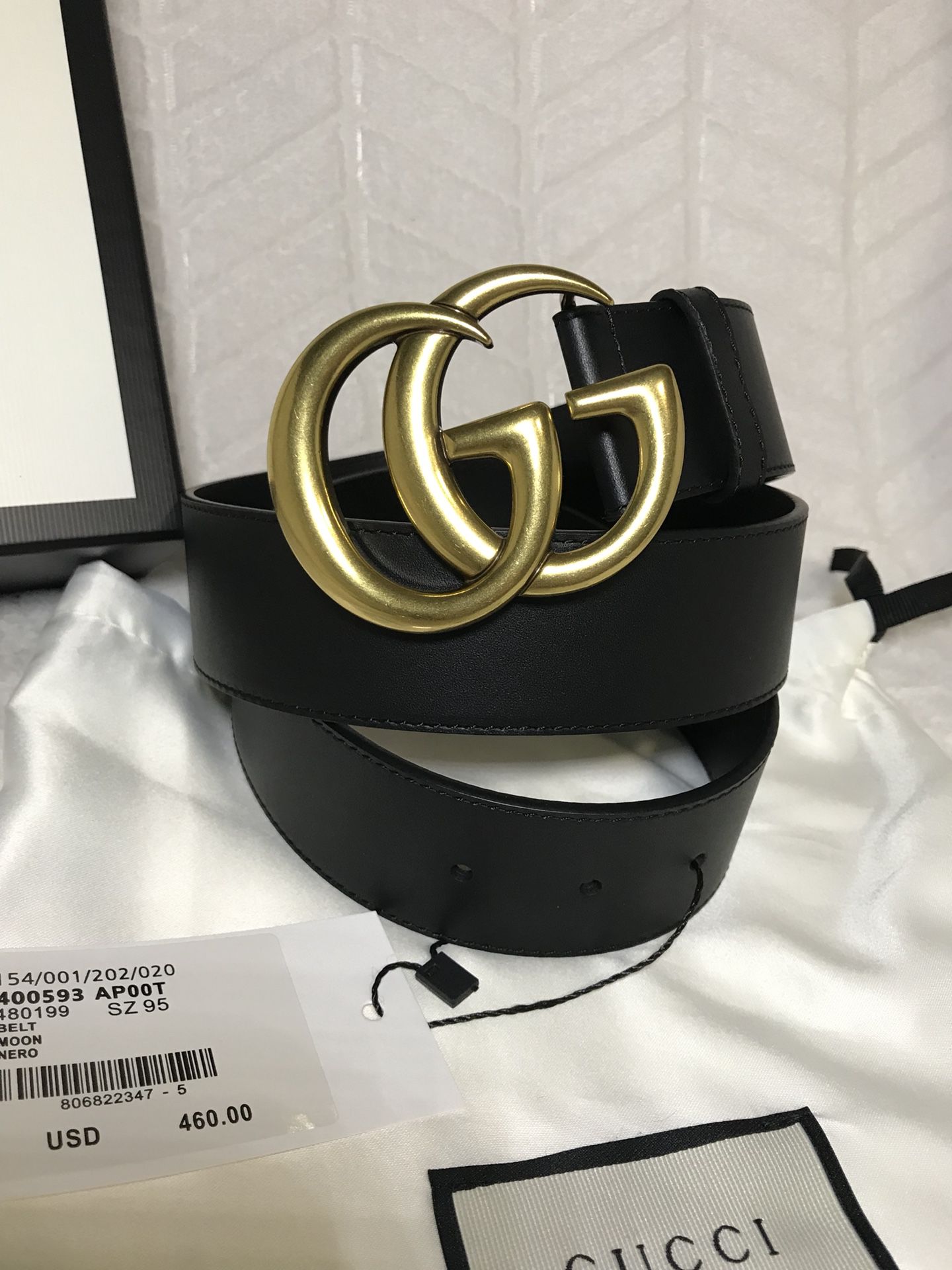 Gucci Women’s Black Leather Belt Double GG
