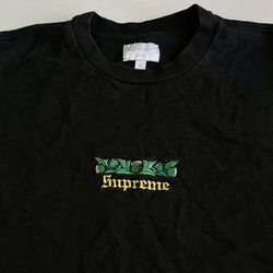 Supreme Thistle Floral Long Sleeve Shirt Men’s Size Medium Black Logo Crew Neck