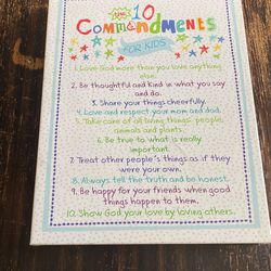 The 10 Commandments For Kids Decor Wall Frame/canvas