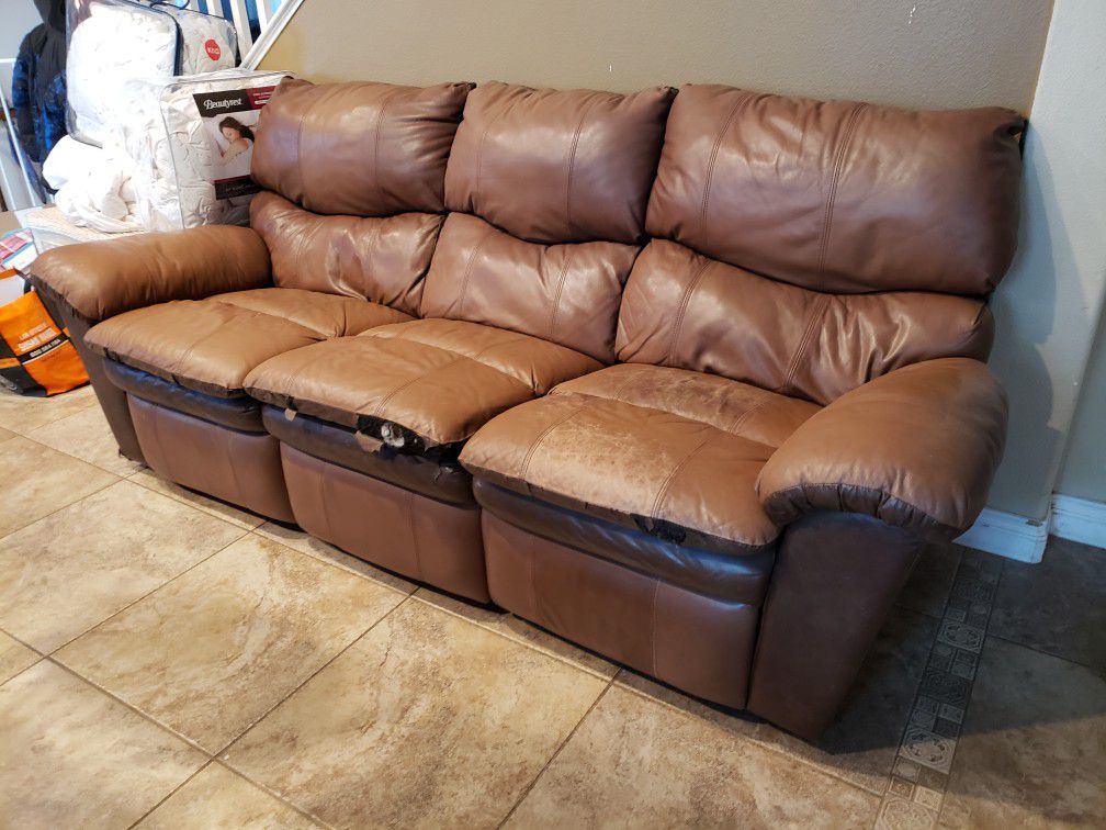 Leather Wallhugger Reclining Couch