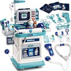 Lehoo Castle Doctor Kit for Toddlers 3-5, Kids Doctors Play Set, Mobile Cart with Lights and Sound, Pretend Play Stethoscope Toys for Girls 3 4 5 Year